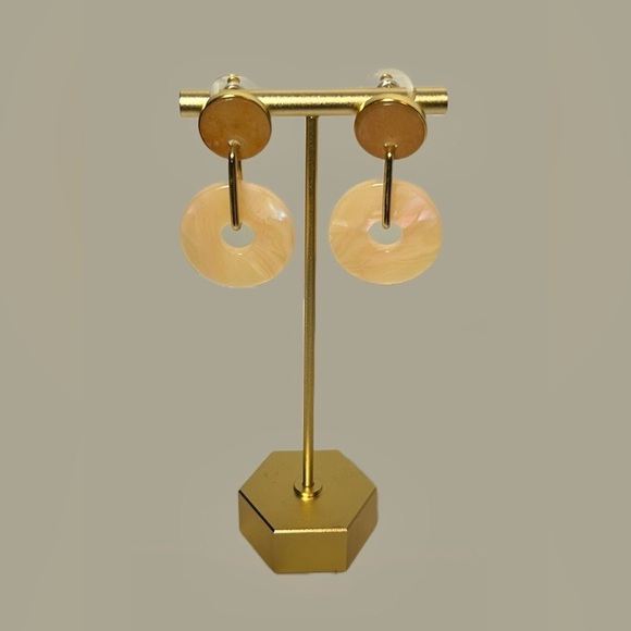 NWT J. Crew Disc Planet Rings Drop Earrings in Pale Nectar, Hypoallergenic Posts - Picture 4 of 10